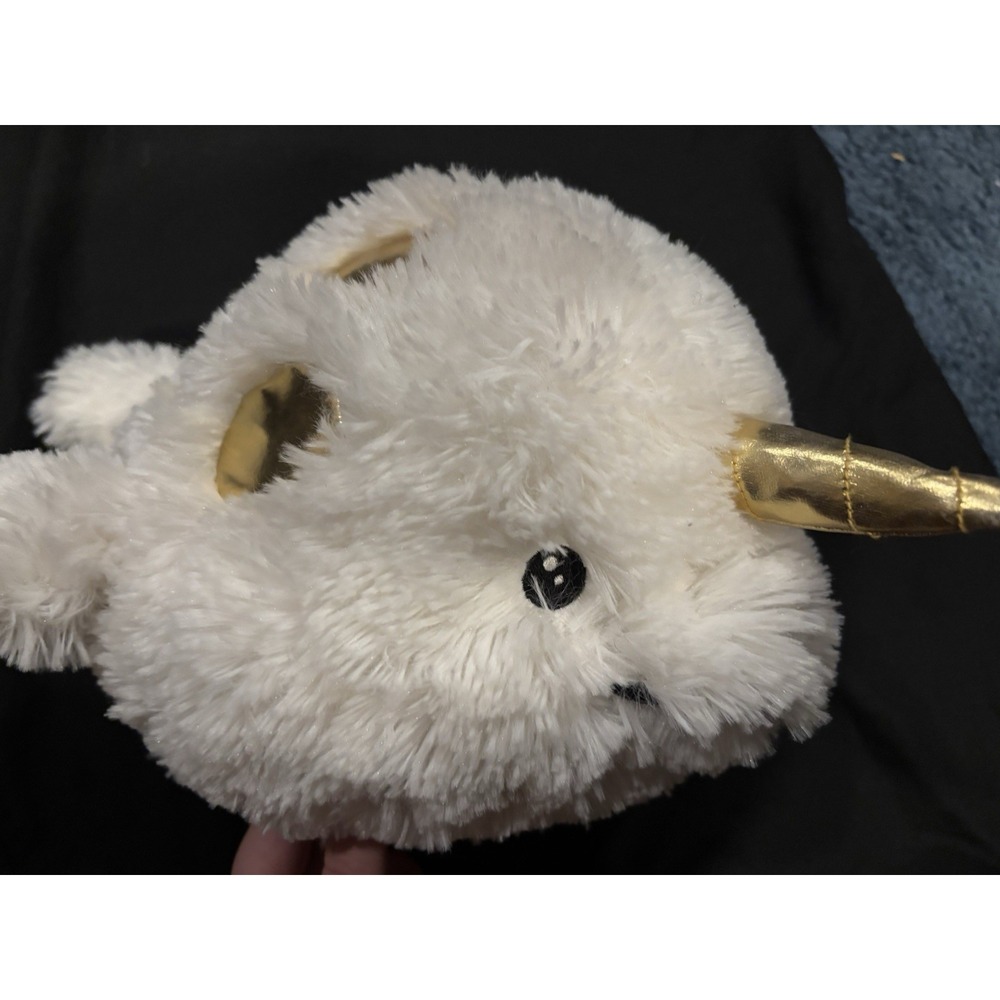 Rare Squishable Mini Narwhal Plush White and Gold Retired Stuffed Animal 7 inch